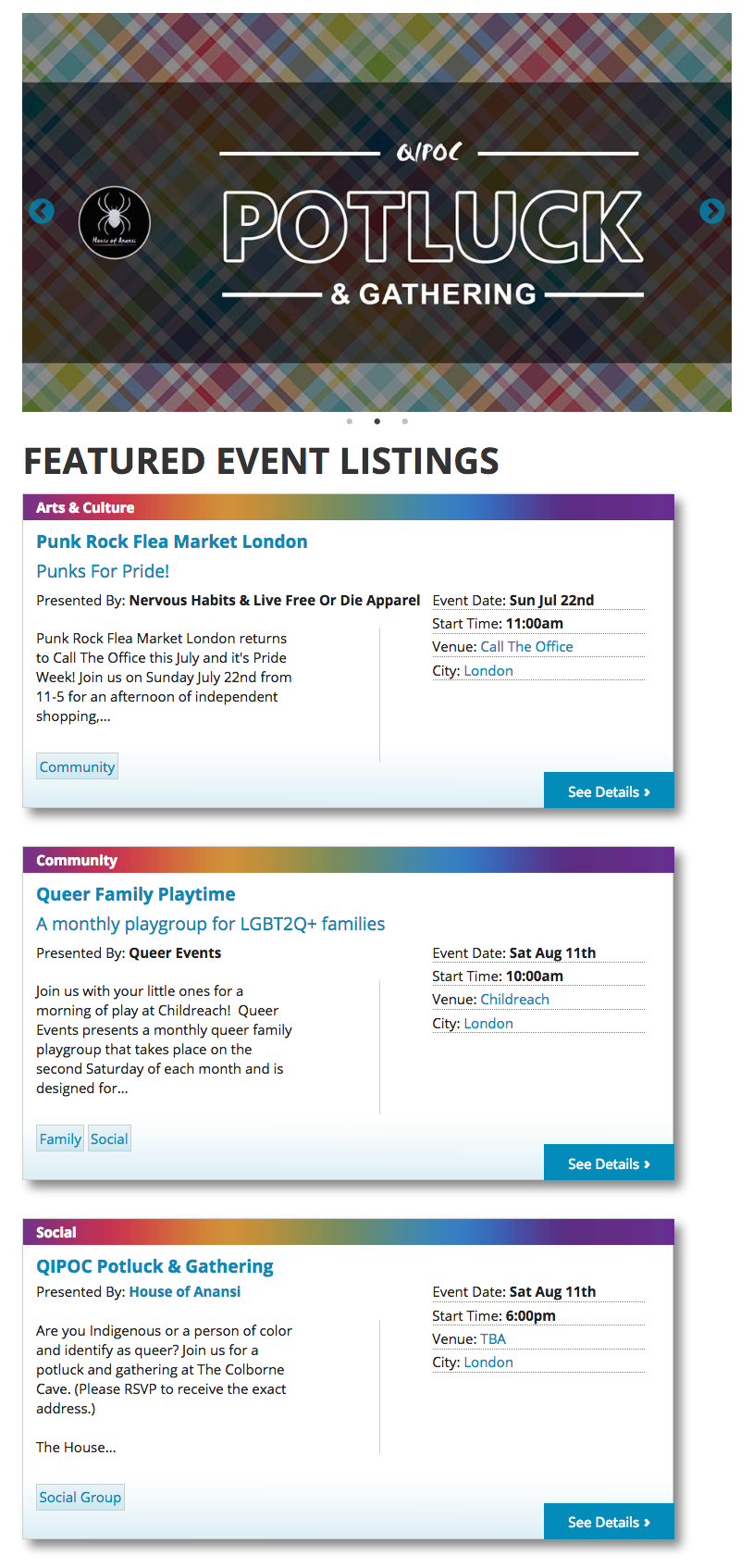 Example of listing placement