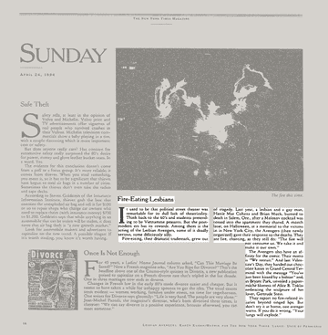 QueerEvents.ca - Queer History: History of Dyke March - lesbian avengers eating fire ny times article image